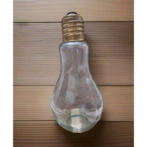 Vintage 9” Light Bulb Decanter Clear Glass With Screw Top Unique Decor.